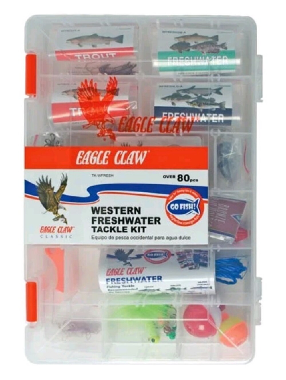 Eagle Claw Western Freshwater Kit with 98 Pieces, Small, Clear